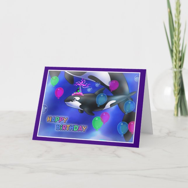 Carte Joyeux anniversaire Poisson style 010 (Devant)