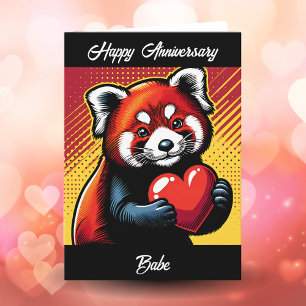 Carte Joyeux anniversaire   Pop Art Red Panda