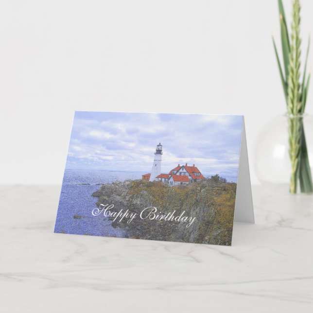 Carte Joyeux anniversaire, Portland Head Light House Art (Devant)