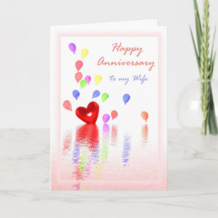 Carte Joyeux anniversaire pour femme - Coeur et ballons