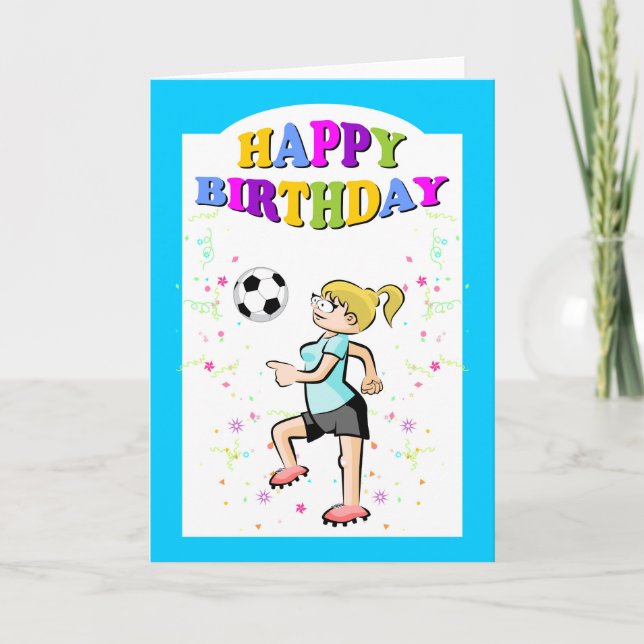 Carte Joyeux anniversaire pour la fille de footballeur (Devant)