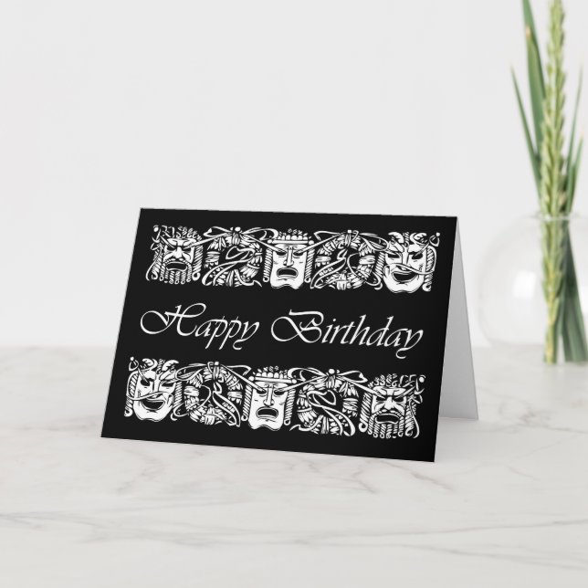 Carte Joyeux anniversaire pour l'acteur, masques de perf (Devant)