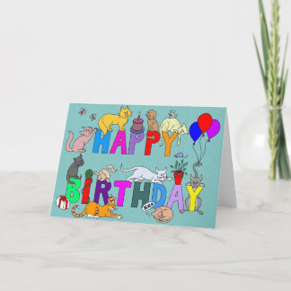 Carte Joyeux anniversaire pour l'Amoureux des chats
