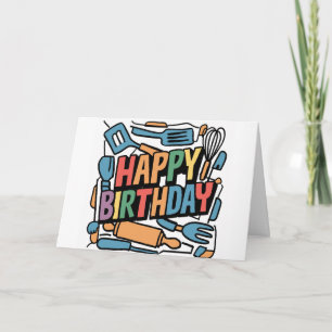Carte Joyeux anniversaire pour les cuisiniers Abstrait