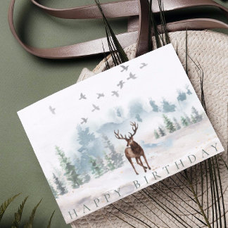 Carte Joyeux anniversaire pour lui Watercolor Forest