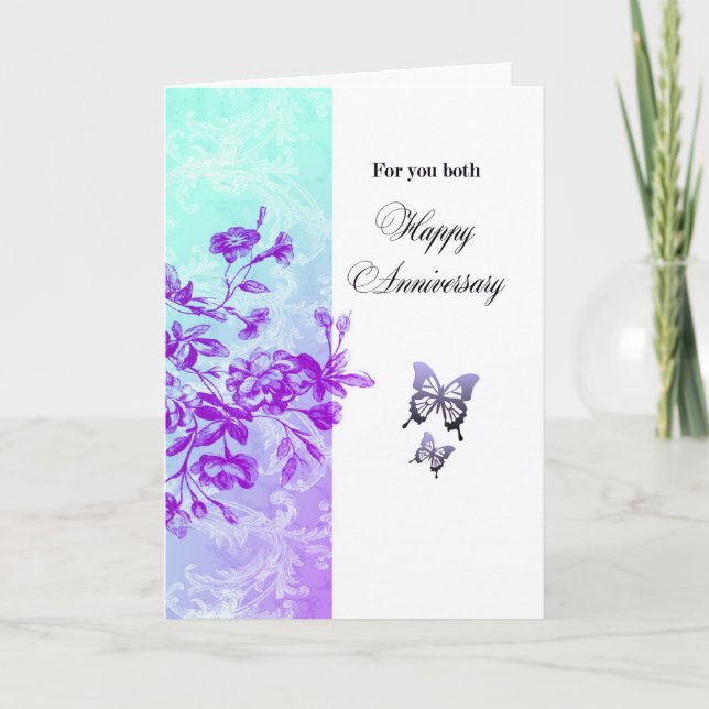 Carte Joyeux Anniversaire Pour Tous Les Deux (violet) (Devant)