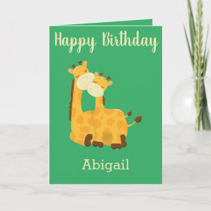 Carte Joyeux anniversaire pour un bébé avec des girafes