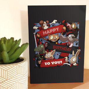 Carte Joyeux Anniversaire Pour Vous Fête Animaux Noir & 