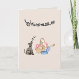 Carte Joyeux anniversaire pour vous...ooo...ooo Chien Ch