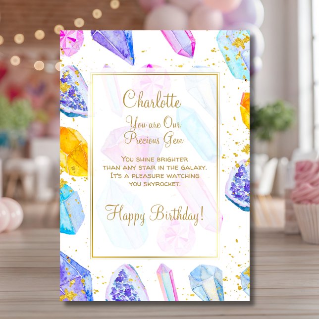 Carte Joyeux Anniversaire précieux Gem Cristaux  (Créateur téléchargé)