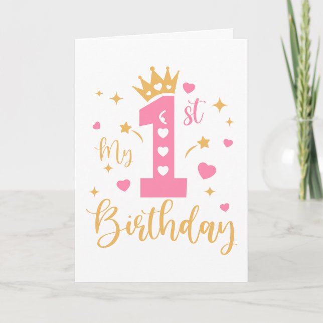 Carte Joyeux anniversaire Princesse 1er anniversaire (Devant)