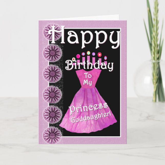 Carte Joyeux anniversaire Princesse Godgirl - Robe rose (Devant)