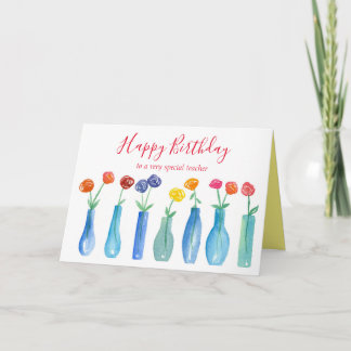 Carte Joyeux Anniversaire Professeur Rose Bouquet Fleur