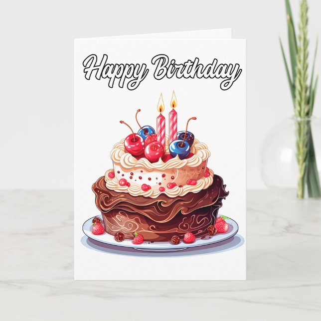 Carte Joyeux Anniversaire Profitez du Gâteau (Devant)