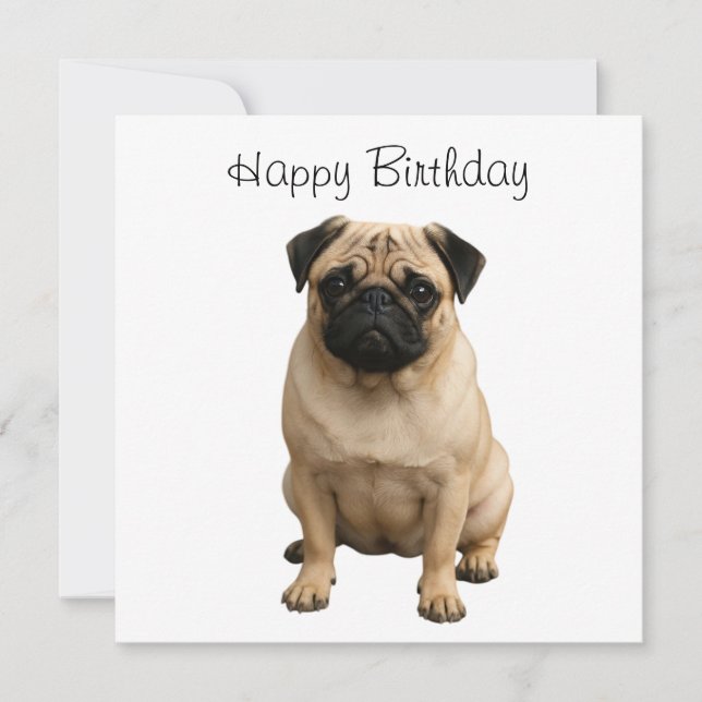 carte joyeux anniversaire pug  (Devant)