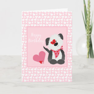Carte Joyeux anniversaire Puppy Heart Motif rose