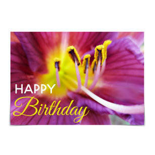 Carte "Joyeux anniversaire" Purple and Yellow Daylily Ca