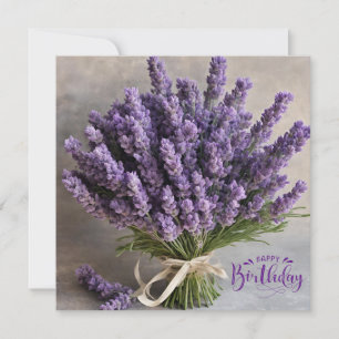 Carte Joyeux Anniversaire Purple Lavender Flowers Bouque