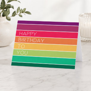 Carte Joyeux Anniversaire Rayure Moderne Arc-en-ciel L