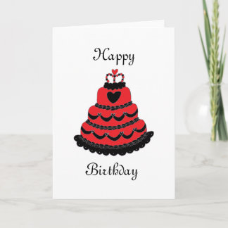 Carte Joyeux Anniversaire Red Hearts Gâteau gothique