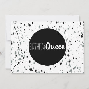 Carte Joyeux Anniversaire Reine Noir et Marbre blanc