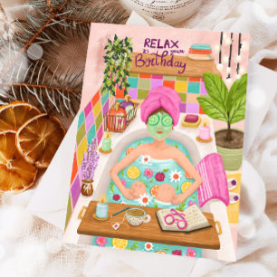 Carte Joyeux anniversaire Relax Femme Fleurs Maman Fille