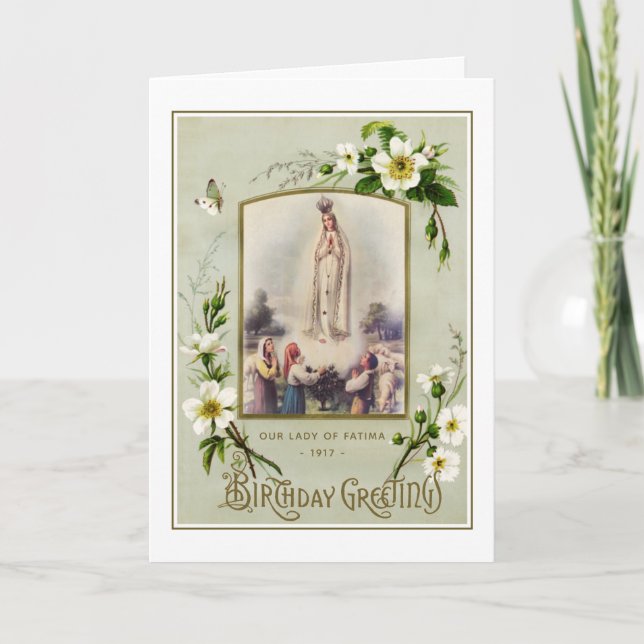 Carte Joyeux Anniversaire Religieux Notre Dame de Fatima (Devant)