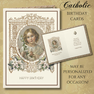 Carte Joyeux anniversaire religieux Sacré-Cœur de Jésus