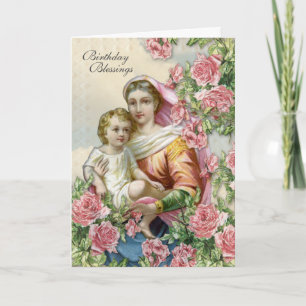 Carte Joyeux Anniversaire Religieux Vierge Marie Jésus R