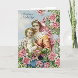 Carte Joyeux Anniversaire Religieux Vierge Marie Jésus R