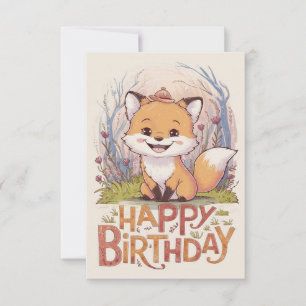 Carte Joyeux Anniversaire Renard Enchanté