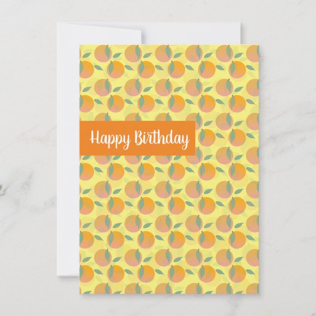 Carte Joyeux Anniversaire Rétro Citrus Oranges Fruité (Devant)