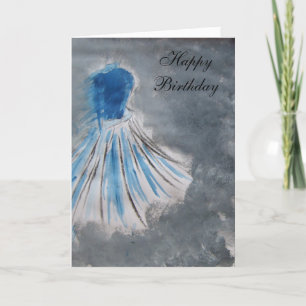Carte Joyeux anniversaire (robe bleue)