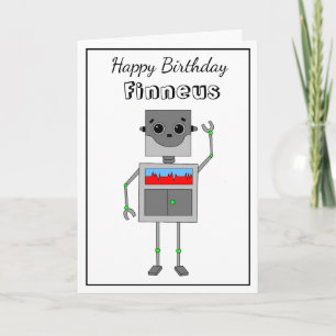 Carte Joyeux anniversaire Robot thème avec coloration Pa