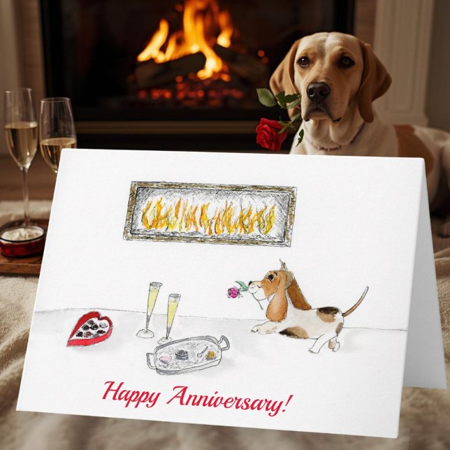 Carte Joyeux Anniversaire Romantique Chien de Chasse (Créateur téléchargé)