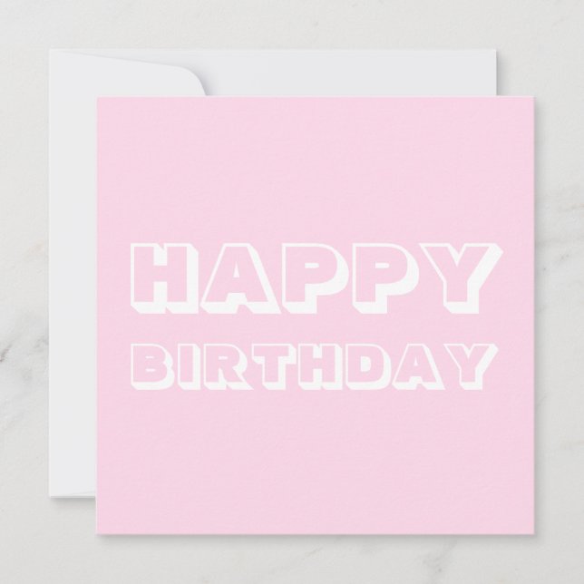 Carte Joyeux anniversaire, rose clair blanc moderne (Devant)