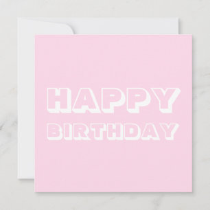 Carte Joyeux anniversaire, rose clair blanc moderne