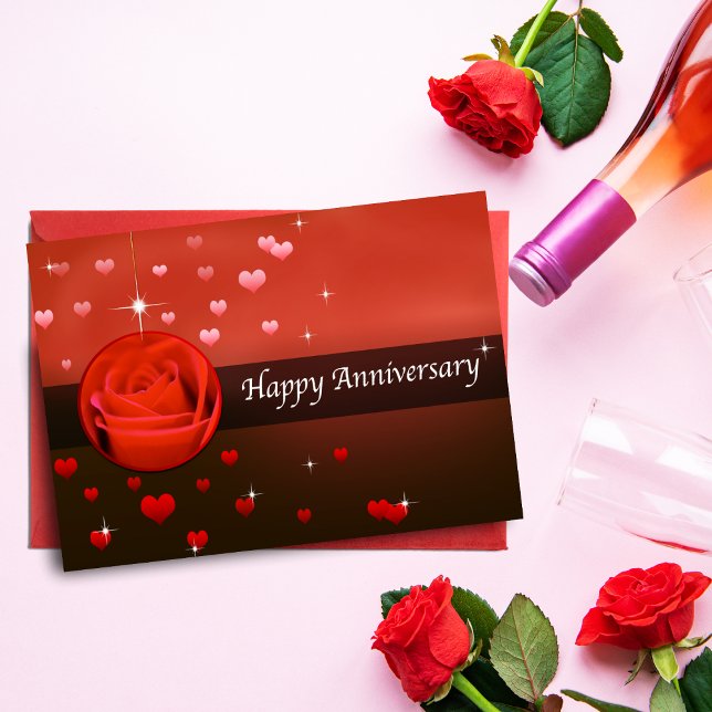 Carte Joyeux Anniversaire Rose & Cœurs Avec Bling (Créateur téléchargé)