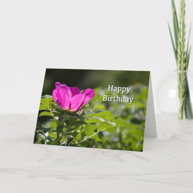 Carte Joyeux Anniversaire Rose en Papier Rose (Devant)