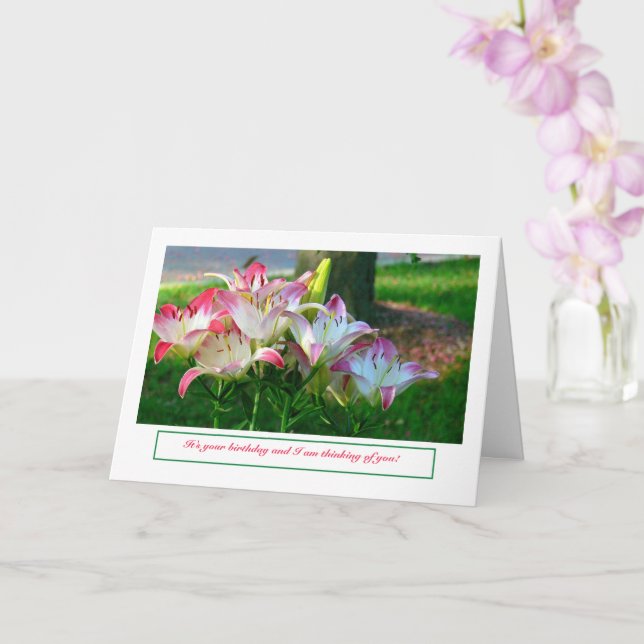 CARTE JOYEUX ANNIVERSAIRE/ROSE ET JOURS BLANCS (Orchidée)