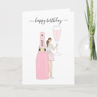 Carte Joyeux anniversaire - Rose Fashion Girl
