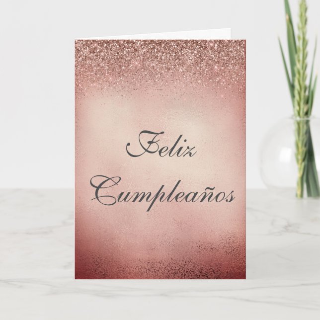 Carte Joyeux Anniversaire Rose Gold Anniversaire Espagno (Devant)