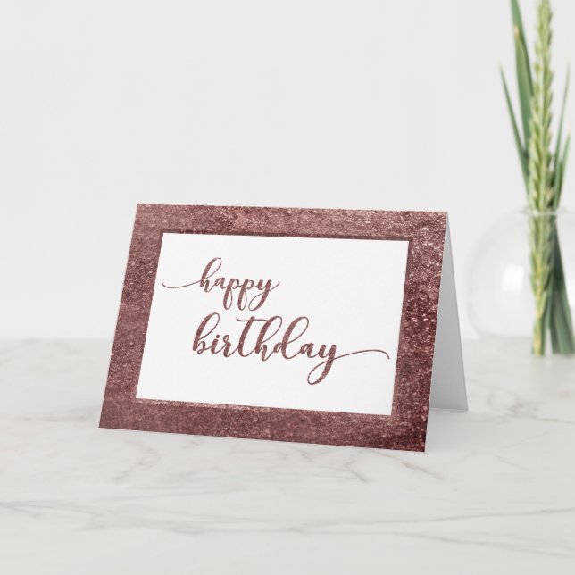 Carte Joyeux Anniversaire Rose Gold Pailleté (Devant)