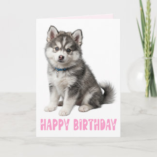 Carte Joyeux Anniversaire Rose pour l'Amoureux de Chiots