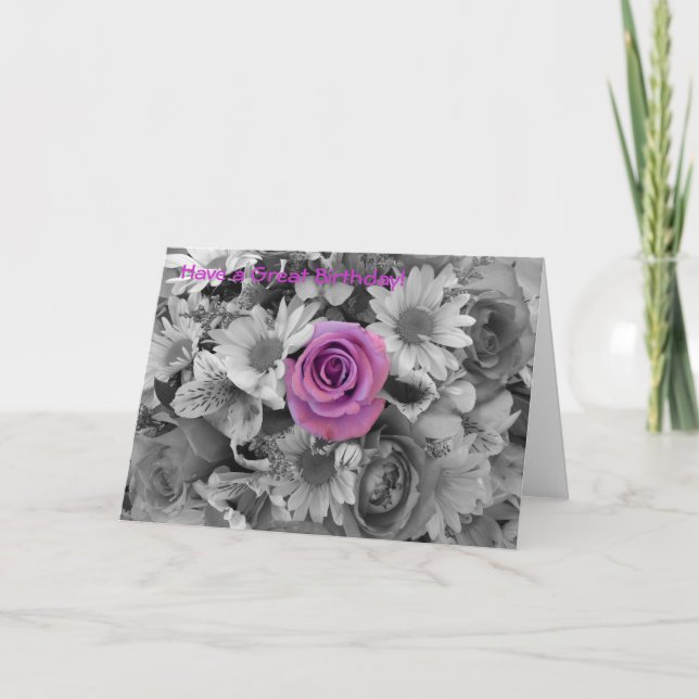 Carte Joyeux anniversaire - Rose rose rose (Devant)