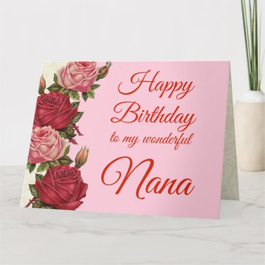 Carte Joyeux Anniversaire Roses Rouges Et Roses De Nana Zazzle Fr