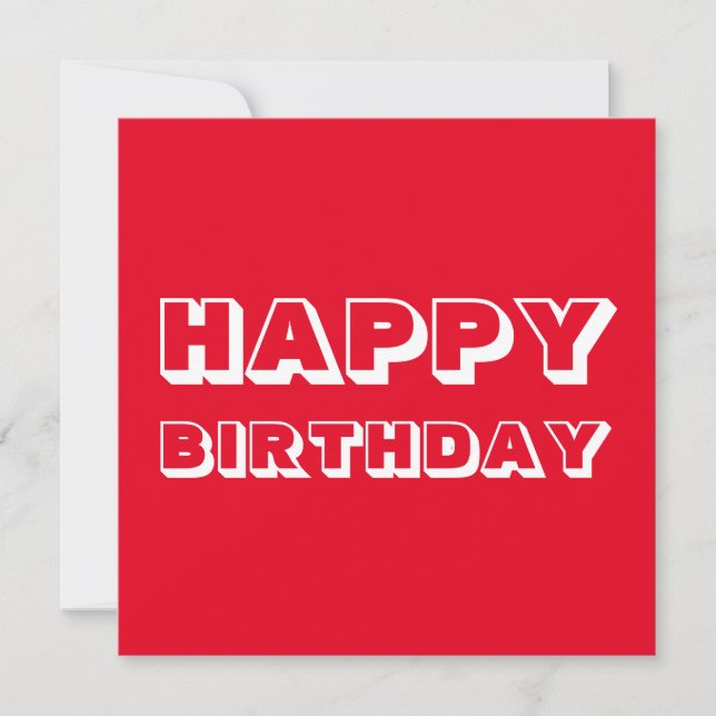 Carte Joyeux anniversaire, Rouge blanc moderne audacieux (Devant)