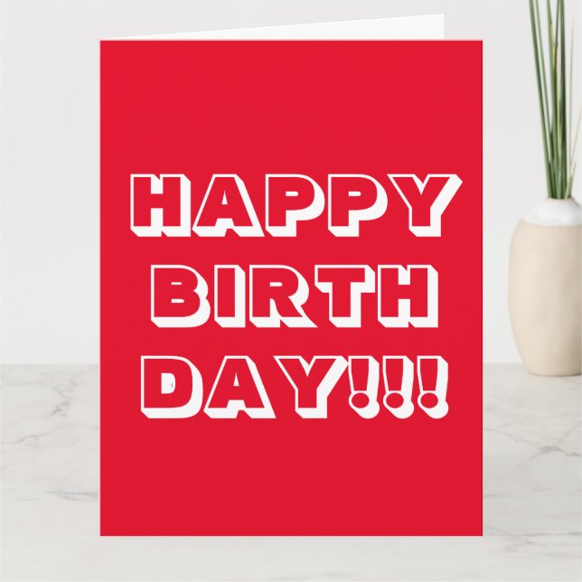 Carte Joyeux Anniversaire, Rouge blanc moderne gras (Devant)
