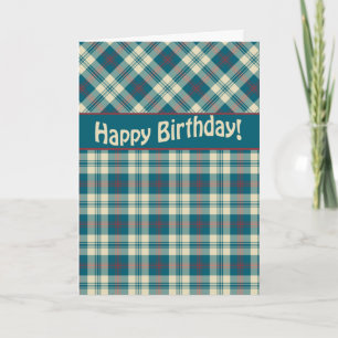 Carte Joyeux Anniversaire Rouge Bleu Madras Check