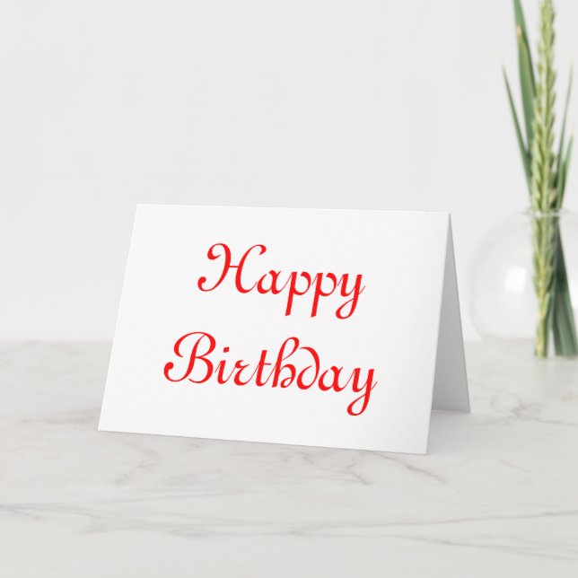 Carte Joyeux anniversaire. Rouge et blanc. Personnalisé (Devant)